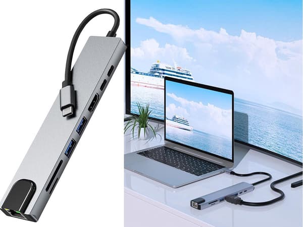 Adapteri 8-in-1 USB-C - Thunderbolt, HDMI, SD ja RJ45