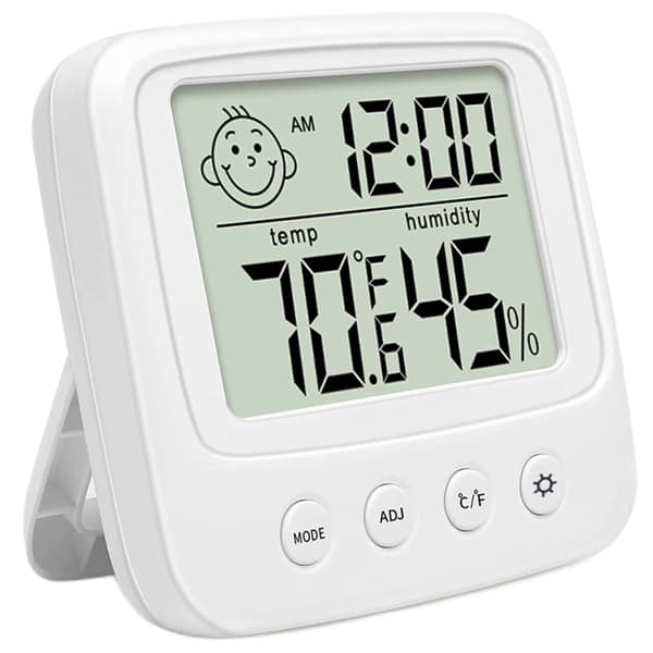 Termometer hygrometer med klokke
