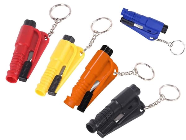 Sikkerhetshammer med Nøkkelring - Beltekutter & vindusknuser - 2-Pack