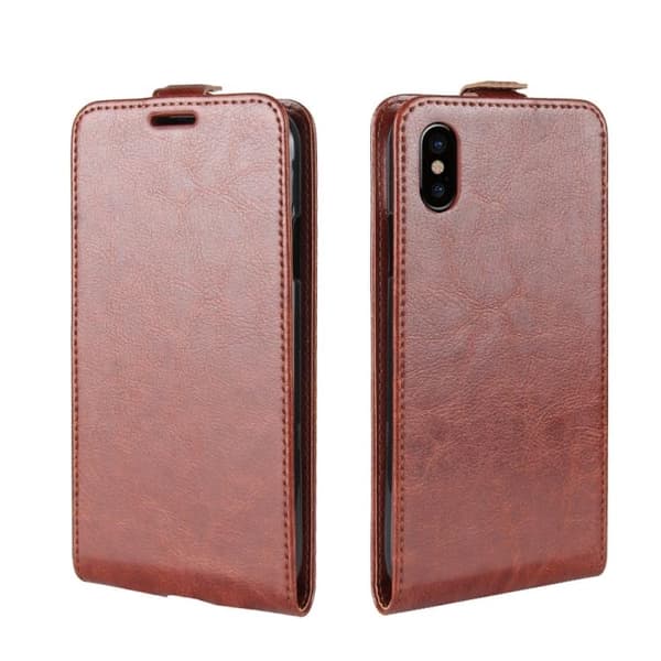 iPhone X/XS - Flipfodral med Kortfack - Brun
