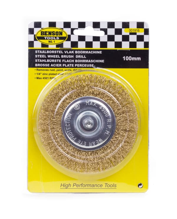 Stålborste platt 100 mm för borrmaskin