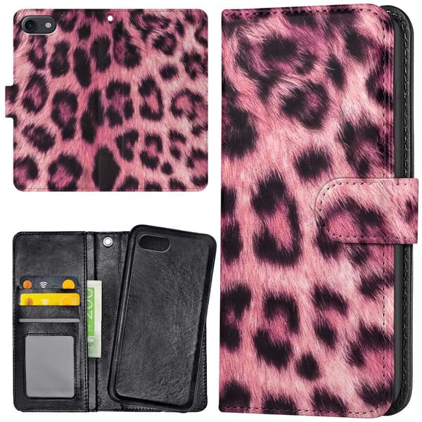 iPhone 16e/17e - Lommebok Deksel Pink Leopard