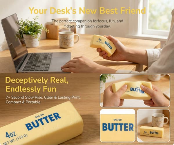 Squishy klemmeball i PU - Smørdesign