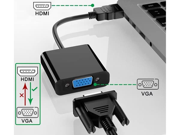 Sovitin HDMI-VGA - Musta muunnoskaapeli