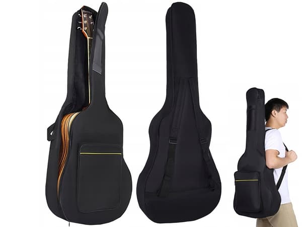 Akustisk klassisk gitarrfodral med fickor hängslen gitarrhållare