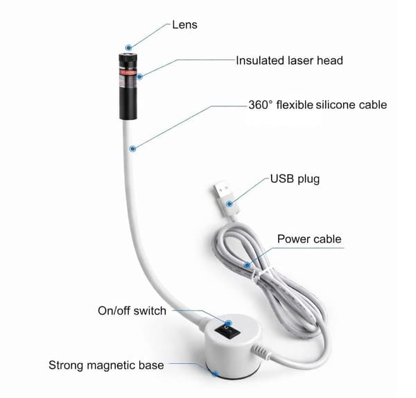 Laserohjain ristillä & magneetilla - USB