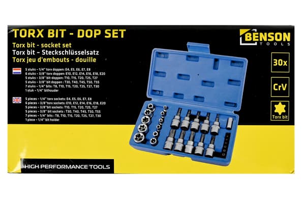 Torx-hylsset 30 delar Cr-V