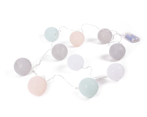 Ljusslinga bomullsbollar LED 10 st 1,52 m 2×AA