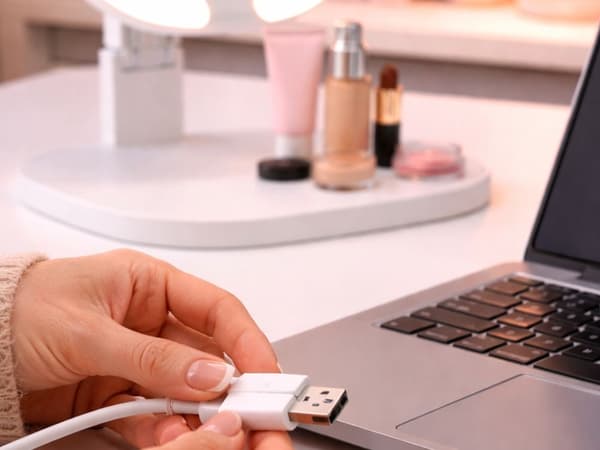 Sminkespeil LED USB sammenleggbart 3 farger