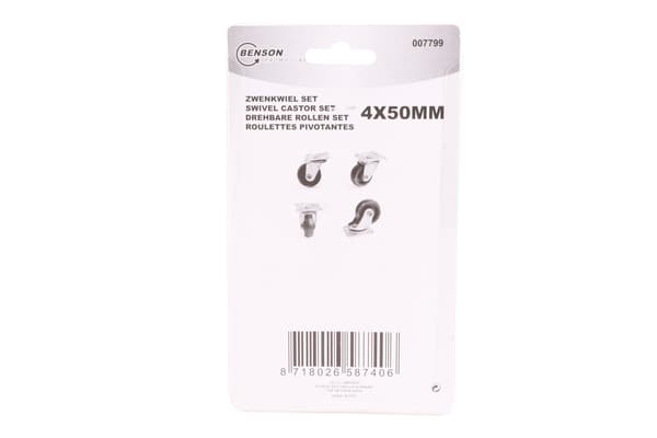 Svinghjulsett 50 mm hvit 4 stk