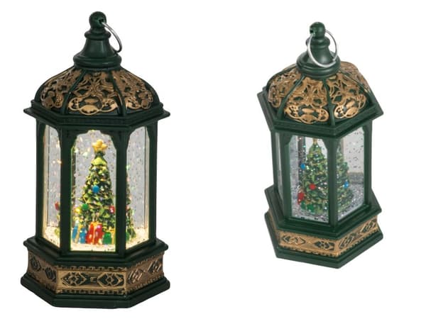 LED-lykt juletre dekorasjon med glitter