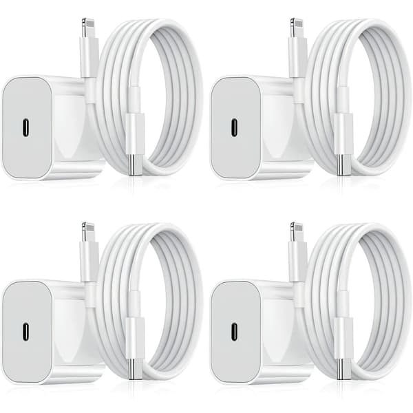 Laddare för iPhone - Snabbladdare - Adapter + Kabel 20W USB-C - 4-Pack iPhone