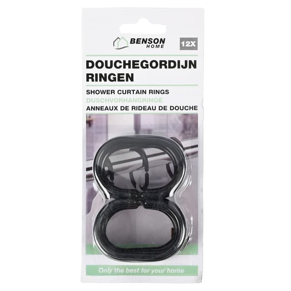 Duschringar 12-pack svarta