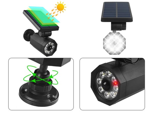 Solcellelampe 8 LED - Havelampe med sensor