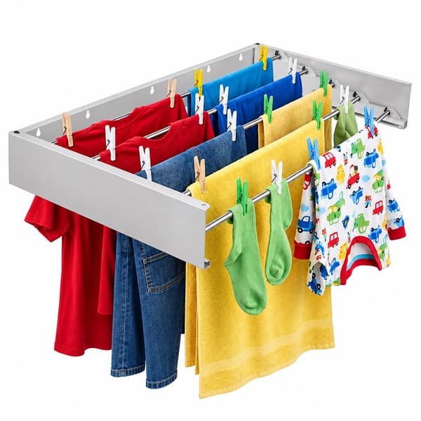 Hopfällbart torkställ 80 cm – Väggmonterat - 1-Pack