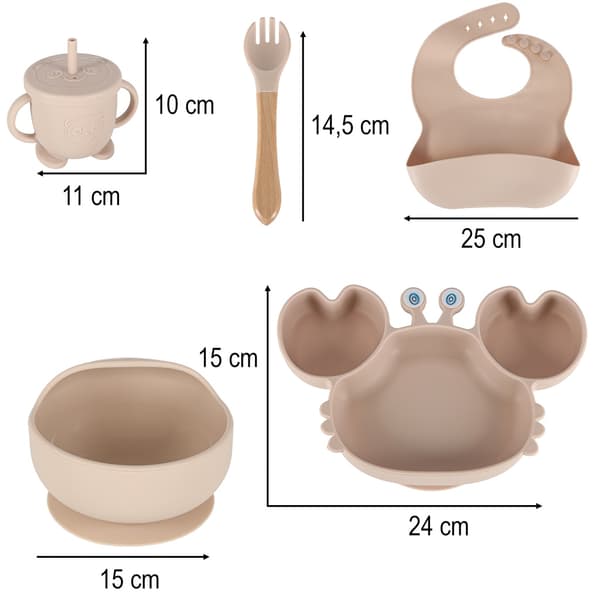 Barnservis Silikon - 9-delar - Beige