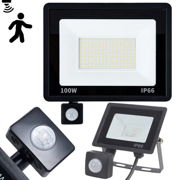 Halogenstrålkaster LED 100W 6000K med skumringssensor IP66