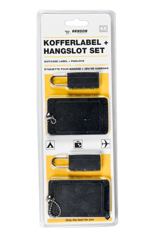 Taskebricka + hængelås 4-pak