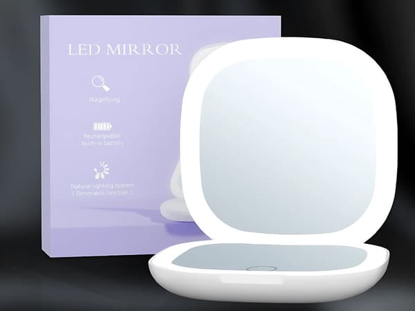 Makeupspejl x5 - LED-belyst rejsemodel