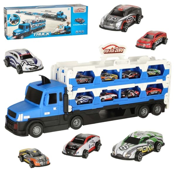 Biltransporter med Lekebiler - Blå