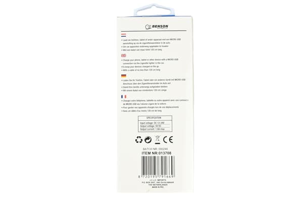 Billader Micro-USB-kabel 1,2 m 12-24 V