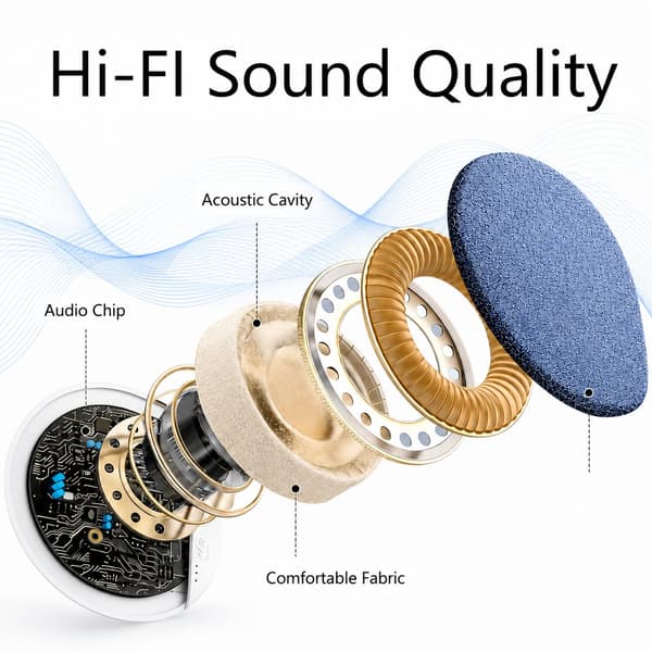 Høyttaler til pute med 3D-stereolyd og timer – Bluetooth 5.4