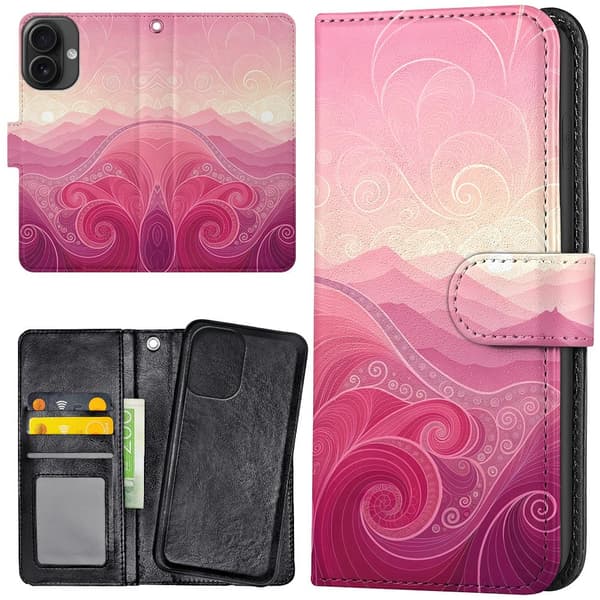 iPhone 16 Plus - Lommebok Deksel Pink Hills