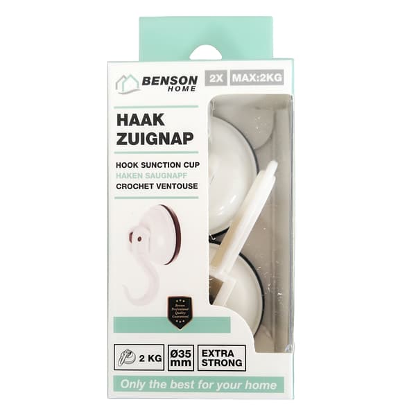 2-Pack Krokar med Sugkopp / Väggkrok – Extra Stark 2 kg