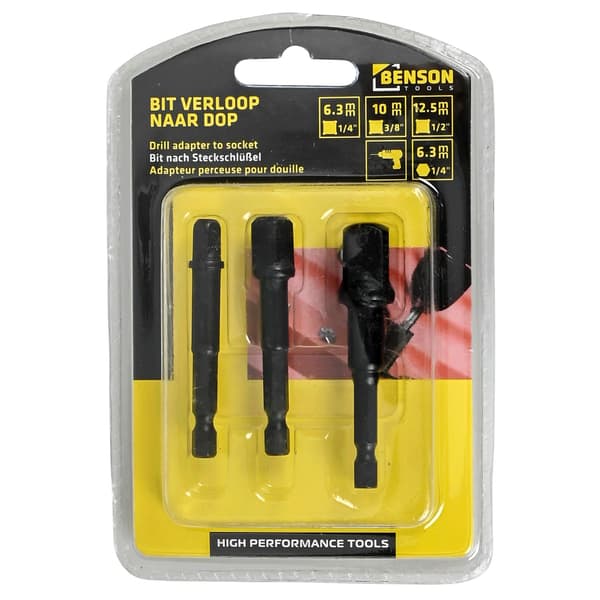 Adapter bor til topnøgle 1/4-3/8-1/2\" x 70 mm