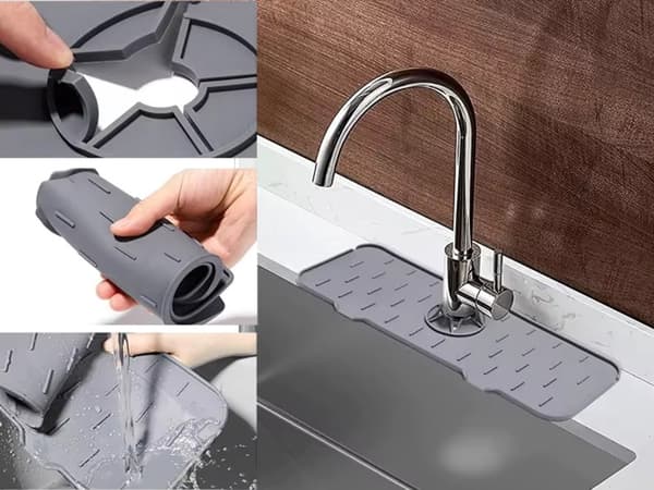 Silikonmatte for vask - Sklisikkert beskyttelse under kranen