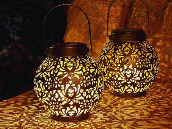 Solcellelampe lanterne guld kobber
