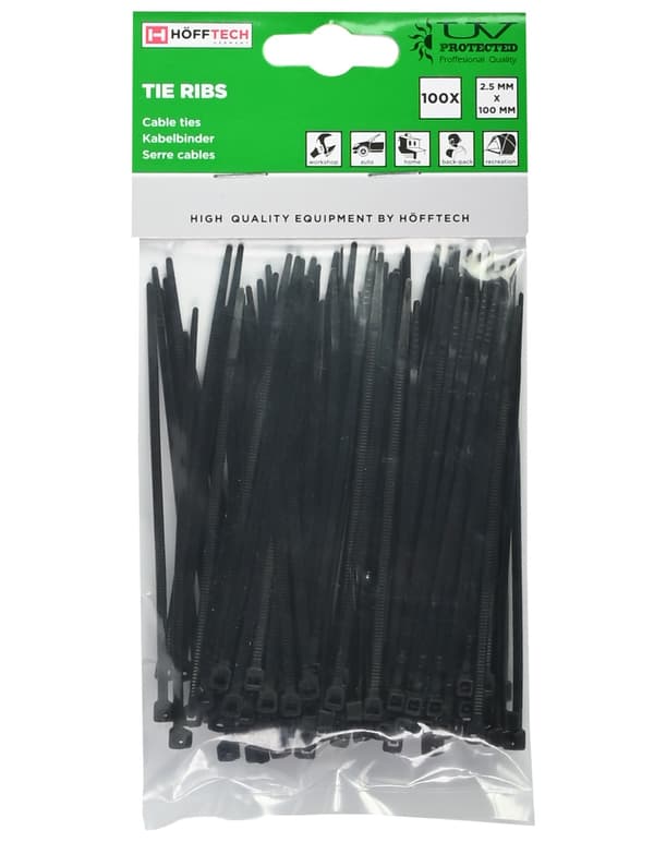 Kabelbinder 2.5 x 100 mm 100 stk sort