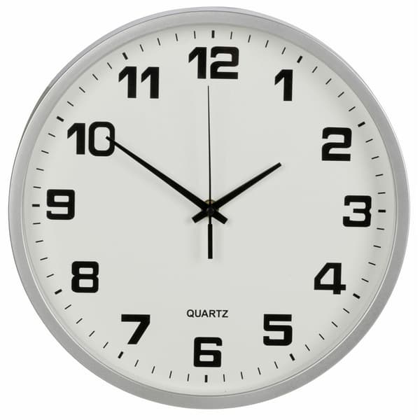 Väggklocka stor, beröringsfri, tyst, 30 cm rund, sekundvisare - Silver