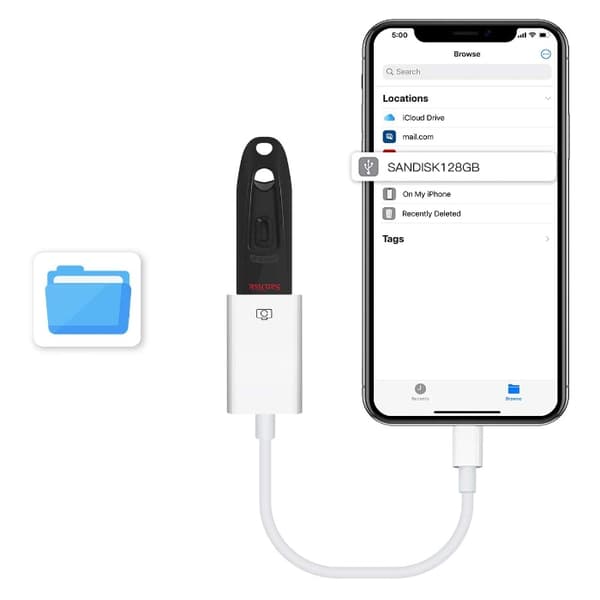 Lightning til USB-adapter kompatibel med iPhone/iPad – OTG