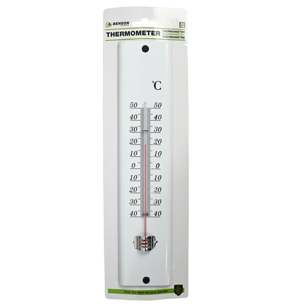 Termometer metall hvit 30 cm