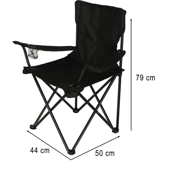 Campingstol / Fiskestol - Sammenklappelig - Sort