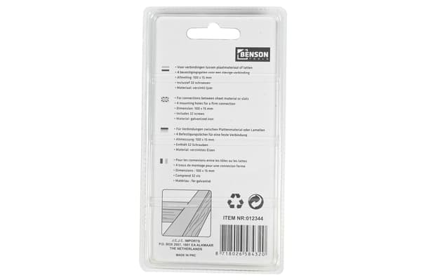 Kopplingsplatta 8-pack 100×15 mm