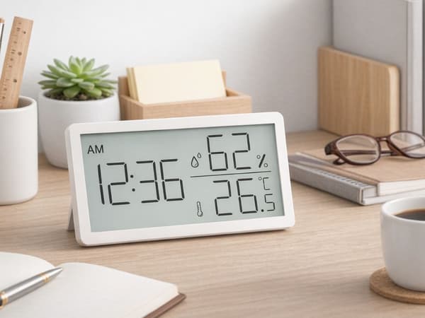 Digital termometer hygrometer med klocka