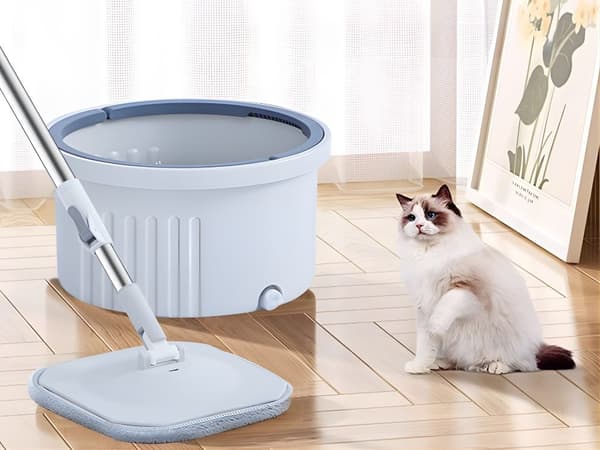 Flatmopp med bøtte - Roterende dreneringssystem og mikrofibermopp