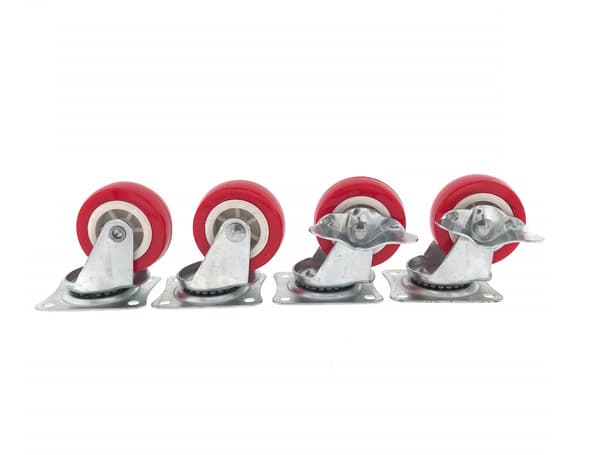 Hjulset 50 mm röd 4-pack 2 broms