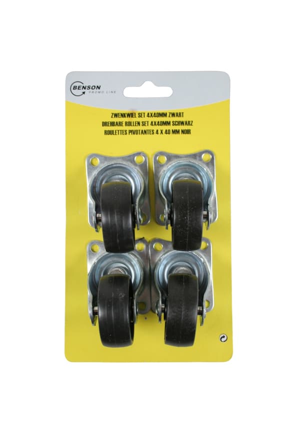 Drejehjul sæt 40 mm sort 4 stk