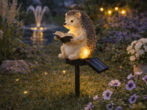 Solcellelampe LED pindsvin med skumringssensor