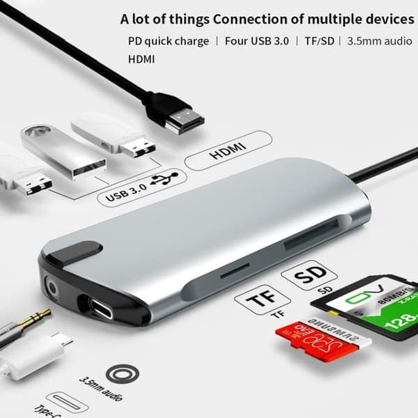 USB-C / Thunderbolt 3 - USB 3.0-Hub - Macbook HDMI & Kortlæser
