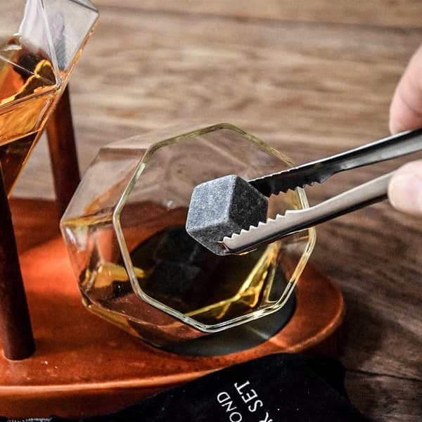 Diamant Karaffel Sæt - Whiskeyglas & Whiskeysten – Whiskey