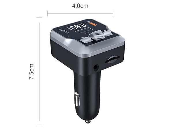 FM-lähetin Bluetooth 5.3 - Autoadapteri kahdella USB-C-liitännällä ja SD-korttipaikalla