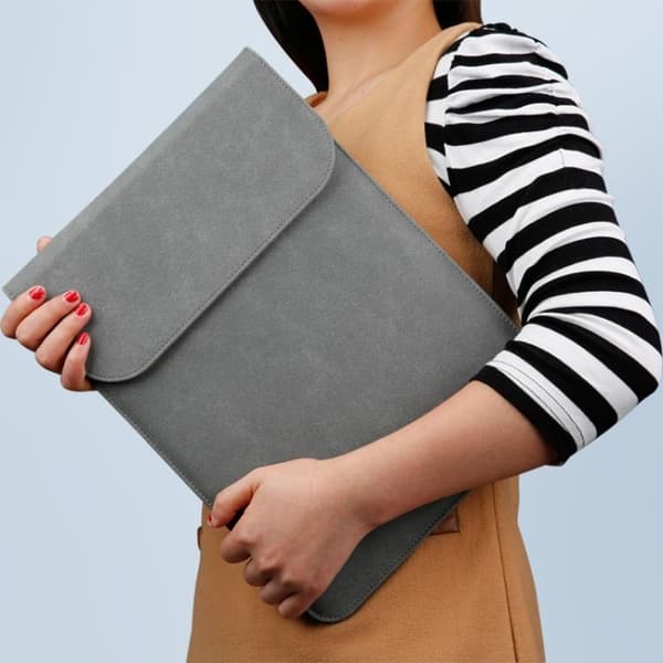 13,3" Laptop Sleeve / Computertaske / Macbook - Læder - Grey