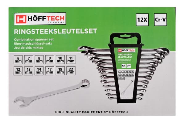 Fastnøglesæt 12 dele Cr-V