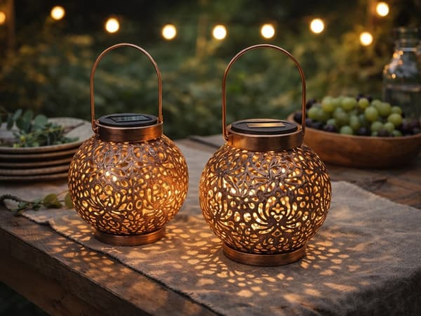 Solcellelampe lanterne guld kobber