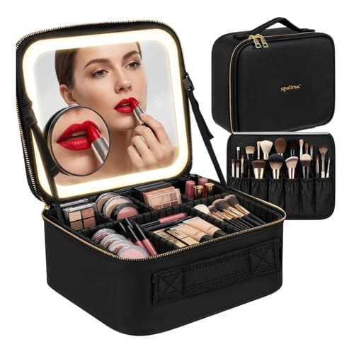 Makeuptaske med spejl & LED-lampe