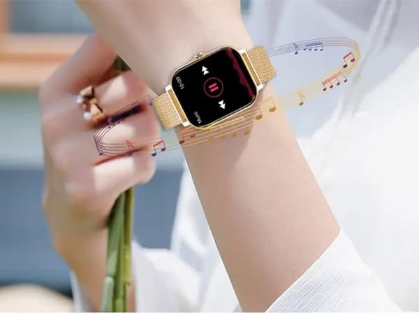 Smartklokke dame herre gummirem sport Bluetooth-samtale gull